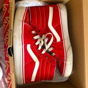 Red and White Sk8 HI Vans